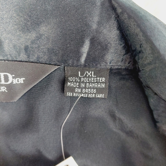 New Vintage Christian Dior Monsieur Black Satin Sleepshirt P5058 - Picture 6 of 8